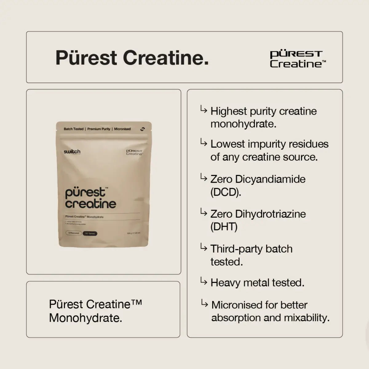 Purest Creatine Monohydrate By Switch Nutrition