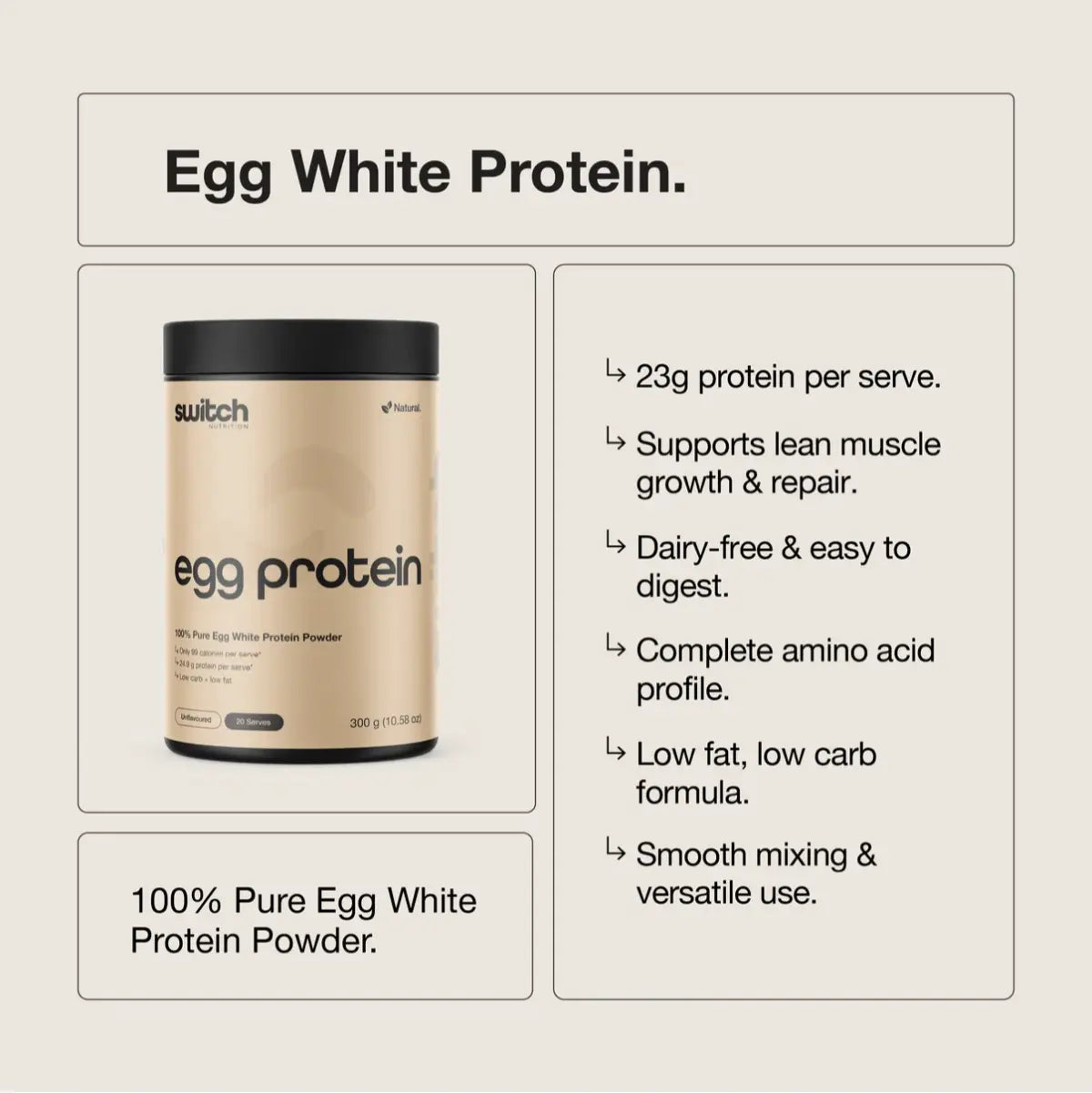 100% Pure Egg White Protein by Switch Nutrition