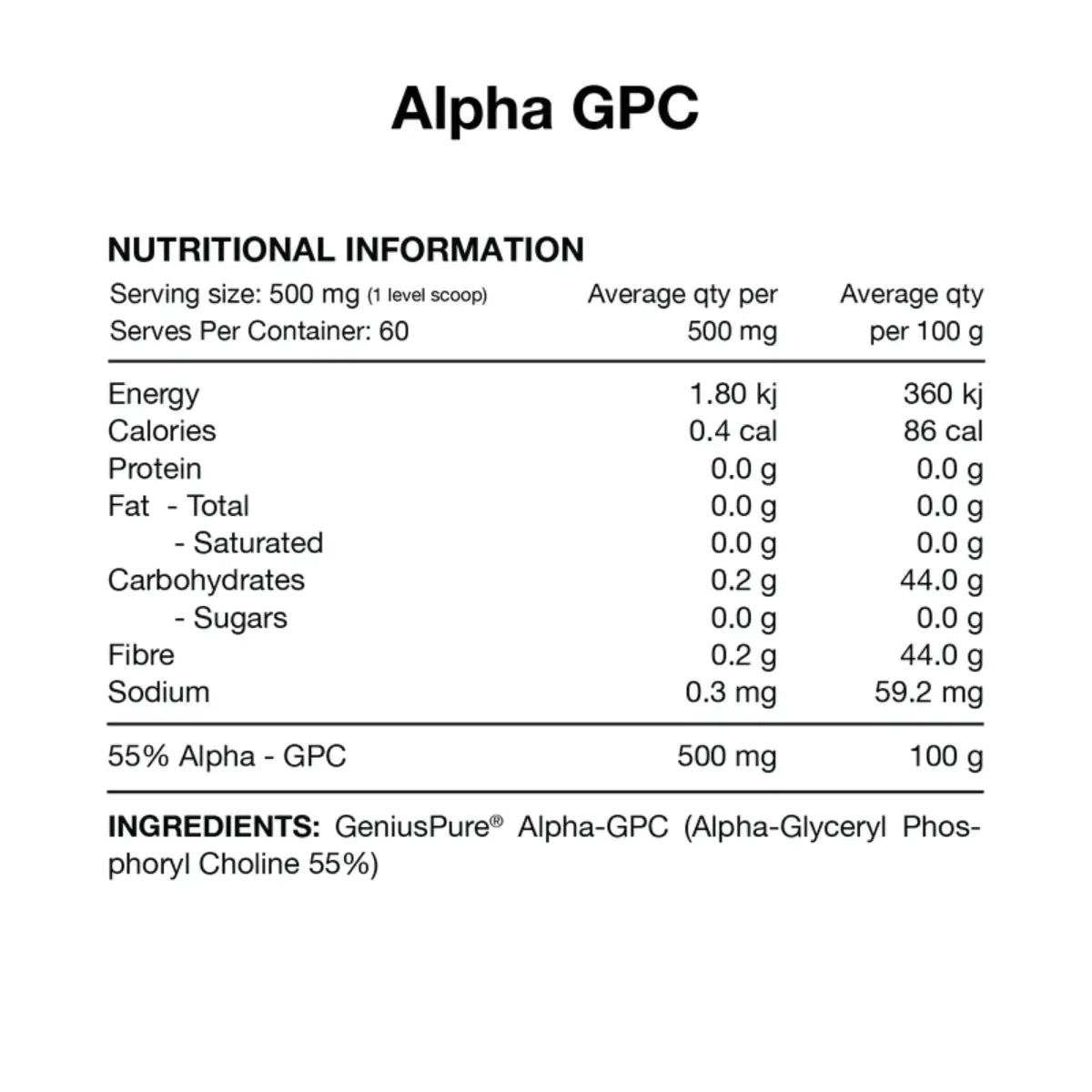 Alpha GPC (Capsules) by Switch Nutrition
