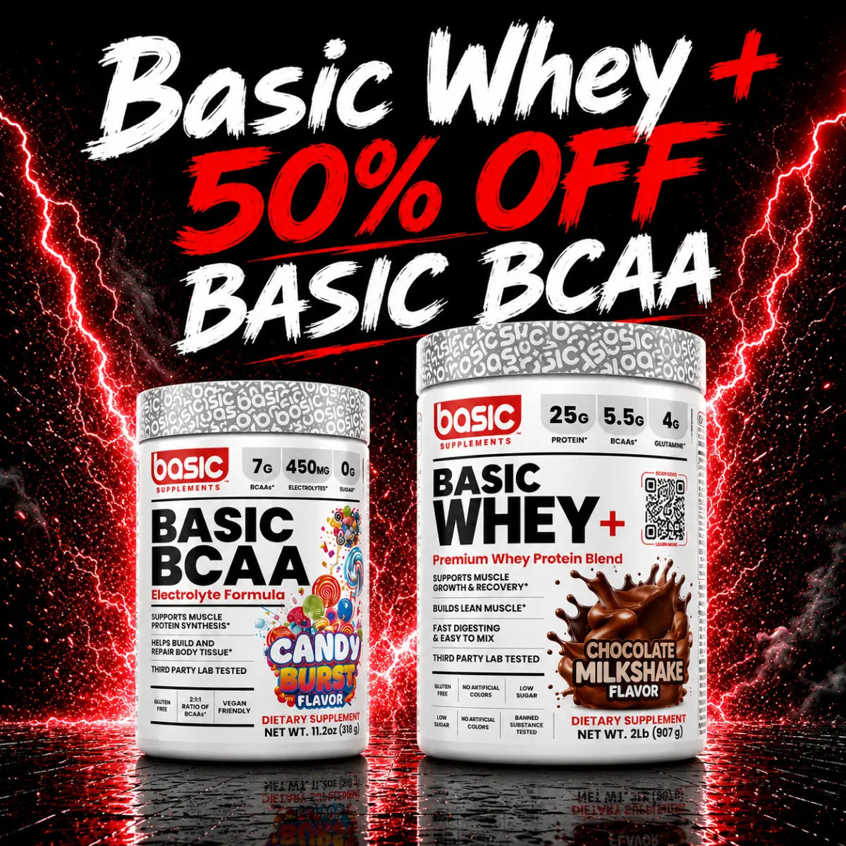 BASIC WHEY + 50% OFF BASIC BCAA