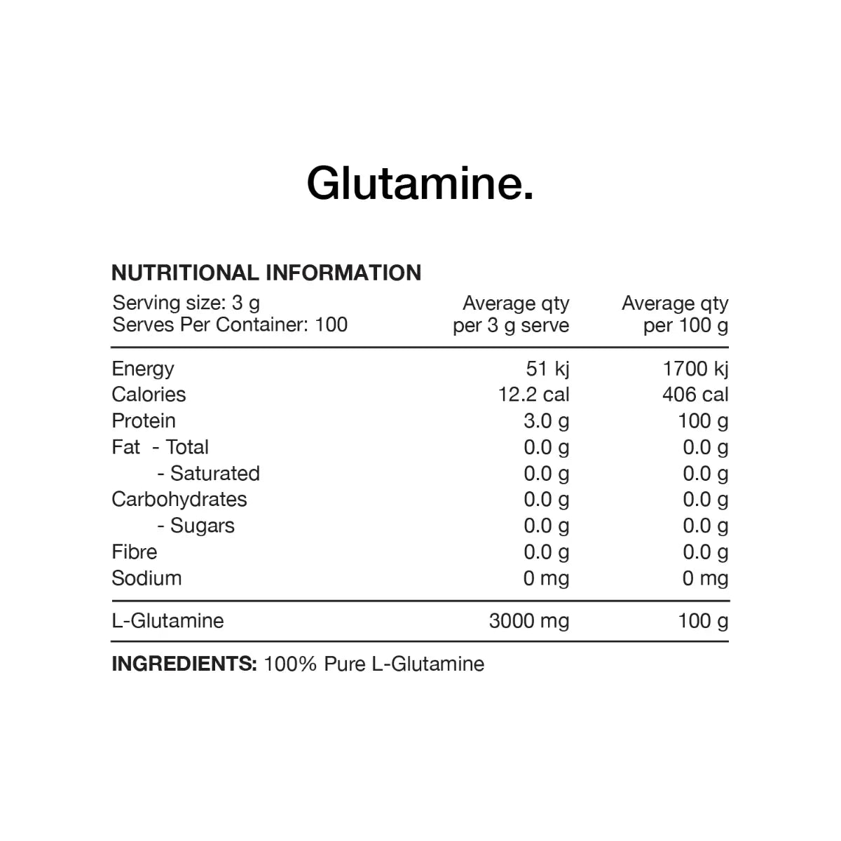 100% Pure Glutamine by Switch Nutrition