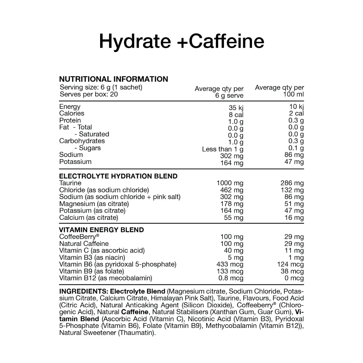 Hydrate + Caffeine by Switch Nutrition