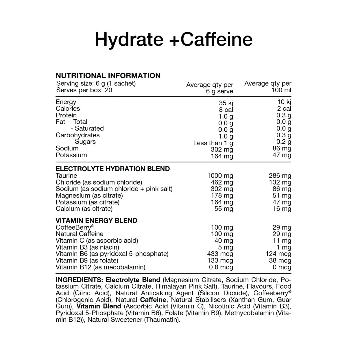 Hydrate + Caffeine by Switch Nutrition