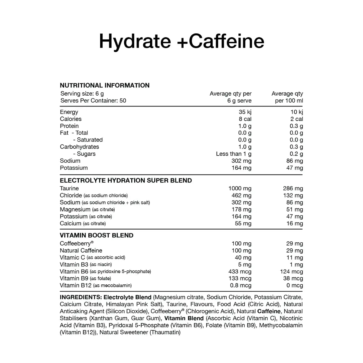 Hydrate + Caffeine by Switch Nutrition