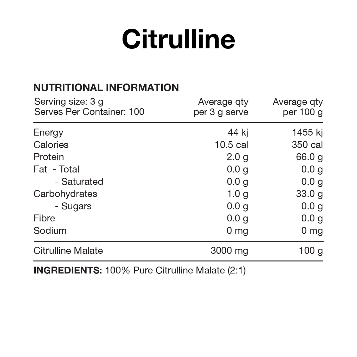 100% Pure Citrulline Malate By Switch Nutrition