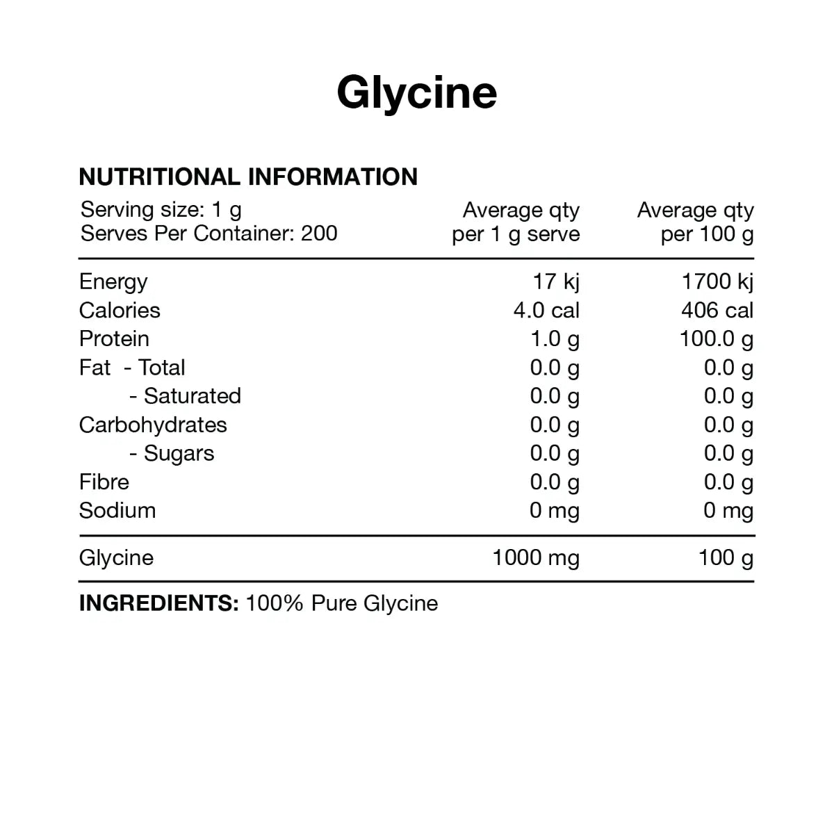 100% Pure Glycine by Switch Nutrition