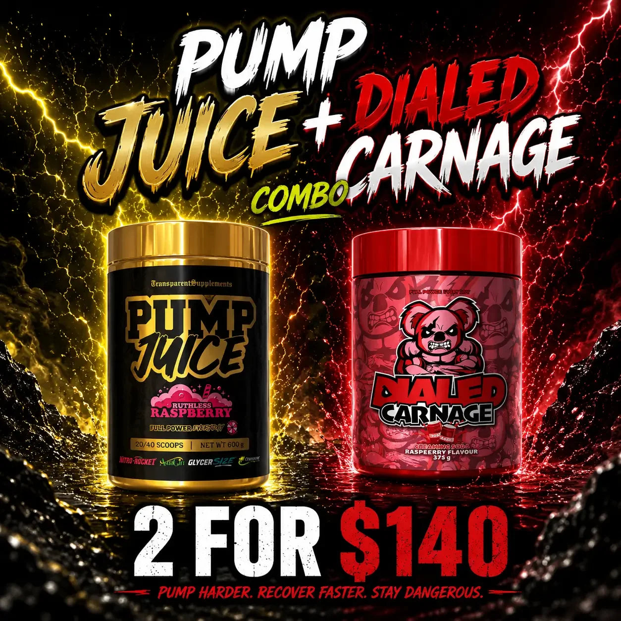 PUMP JUICE + DIALED CARNAGE COMBO $140