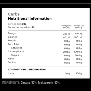 carbs Nutritonal information