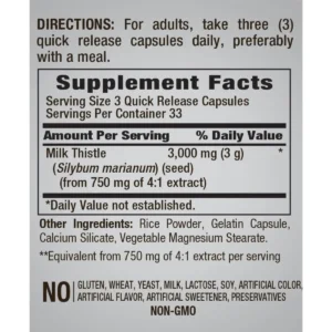 Milk Thistle Seed 3000 MG by Piping Rock facts webp
