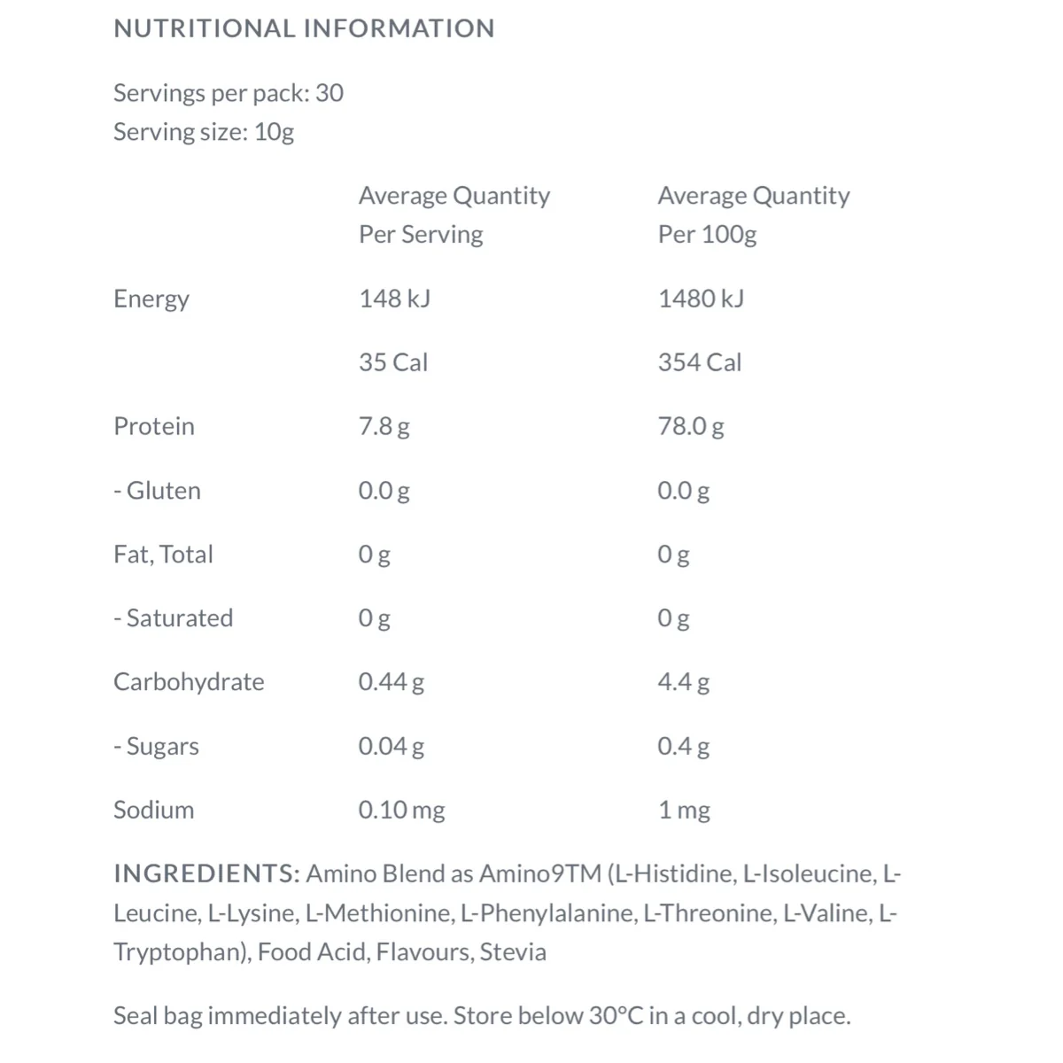 Veego Amino EAA and BCAA nutritional panels 1 webp Veego Amino EAA and BCAA nutritional panels 1 webp